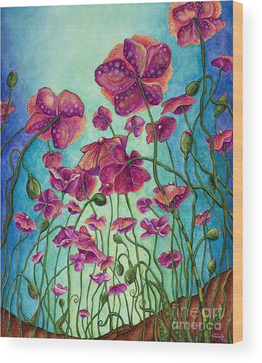 Floral Wood Print featuring the painting Kissed by the Sun by Tanielle Childers