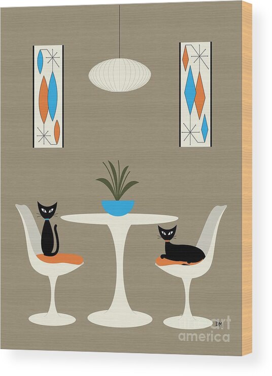Mid-century Modern Wood Print featuring the digital art Knoll Table by Donna Mibus