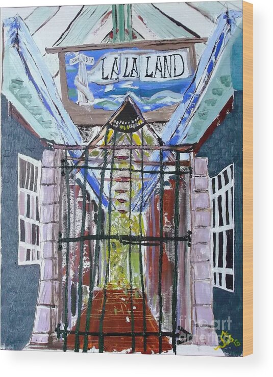 Impasto Wood Print featuring the painting La La Land by Leslie Byrne