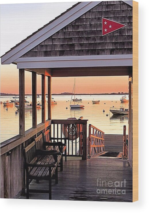 Sunrise Wood Print featuring the photograph Launch Shack Sunrise by Janice Drew
