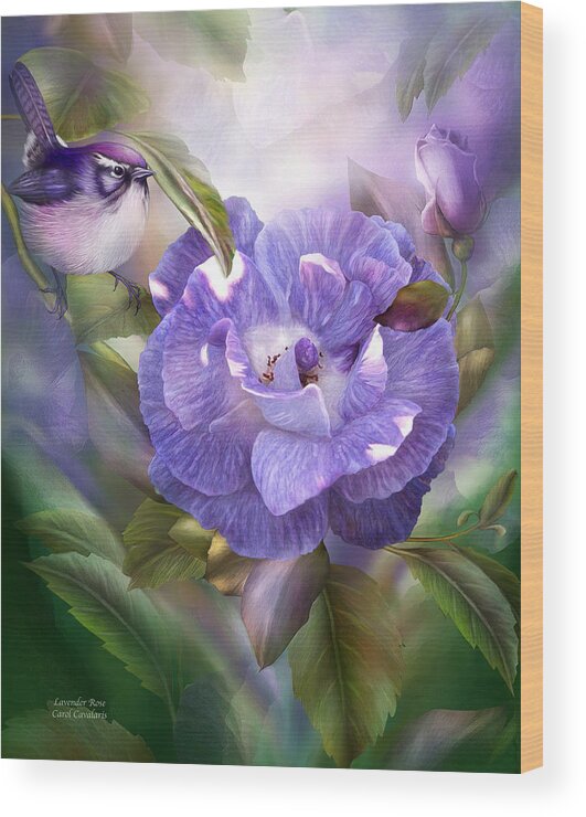 Rose Wood Print featuring the mixed media Lavender Rose by Carol Cavalaris