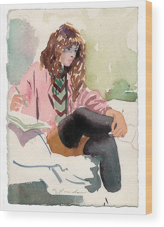 Leg Warmers Wood Print featuring the drawing Leg warmer student by Mark Lunde