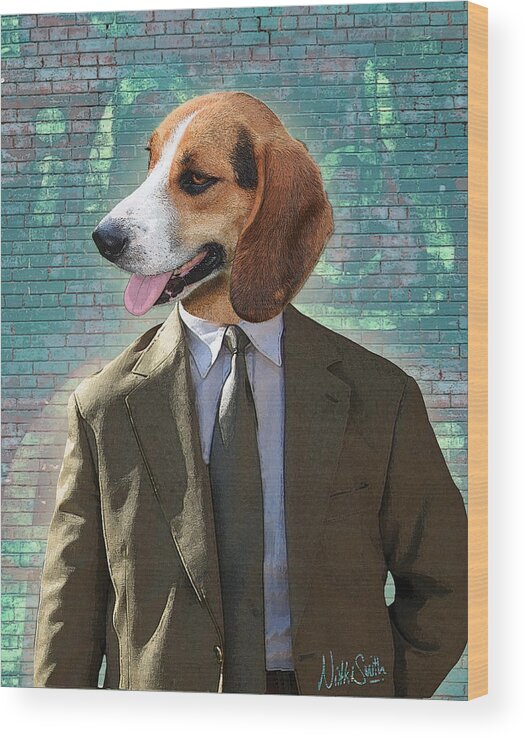 Legal Wood Print featuring the digital art Legal Beagle by Nikki Smith