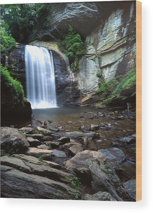 Looking Glass Falls Wood Print featuring the photograph Looking Glass Falls by Ray Mathis