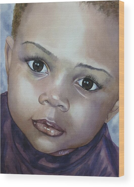 Black Baby Boy Wood Print featuring the painting Loved by Michal Madison