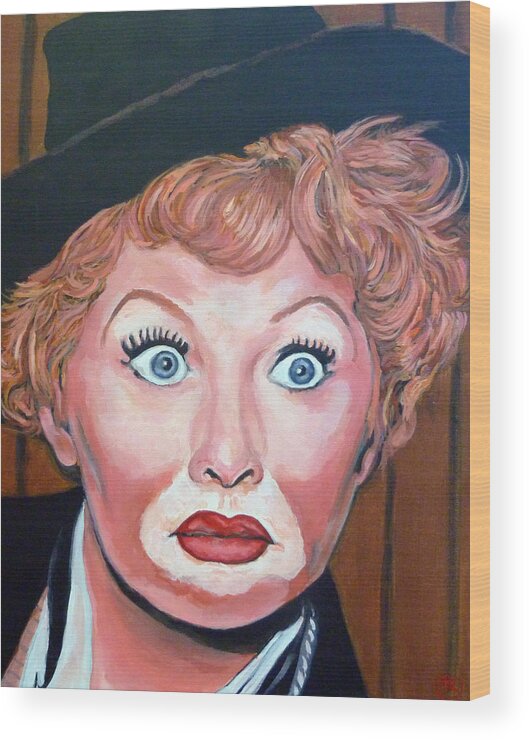 Lucy Wood Print featuring the painting Lucille Ball by Tom Roderick