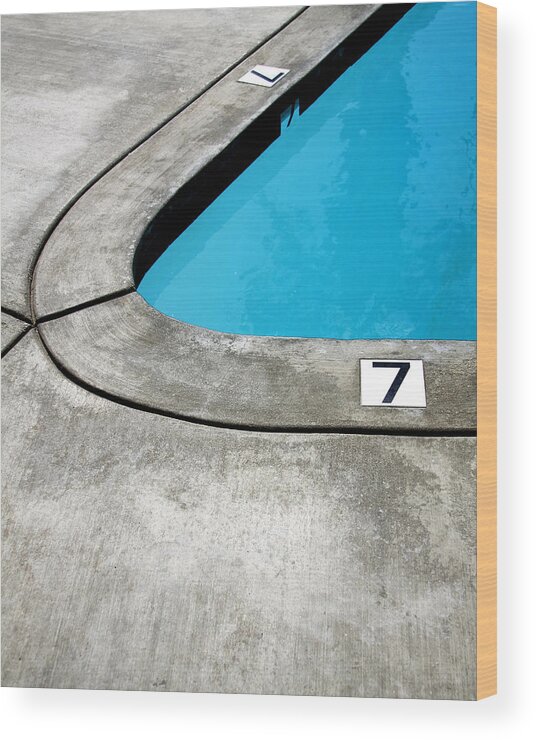 Swimming Pool Wood Print featuring the photograph LUCKY SEVENS Palm Springs CA by William Dey