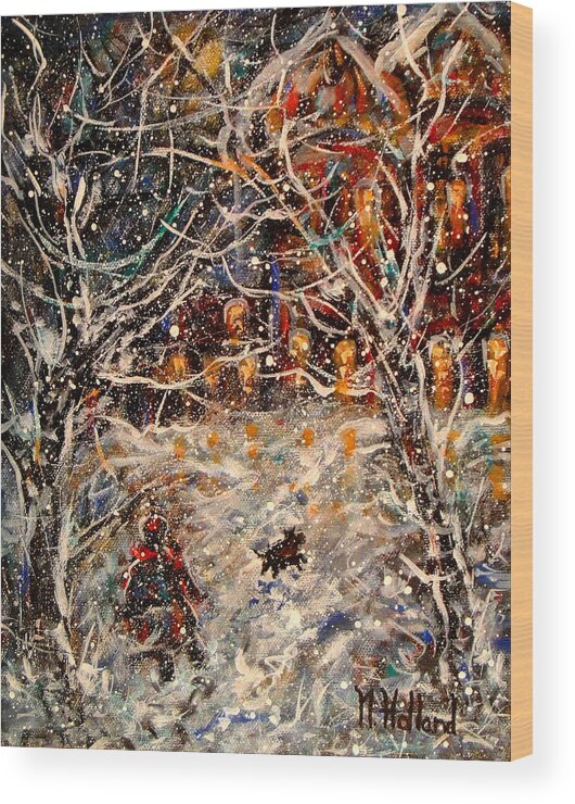 Landscape Wood Print featuring the painting Magical Night by Natalie Holland