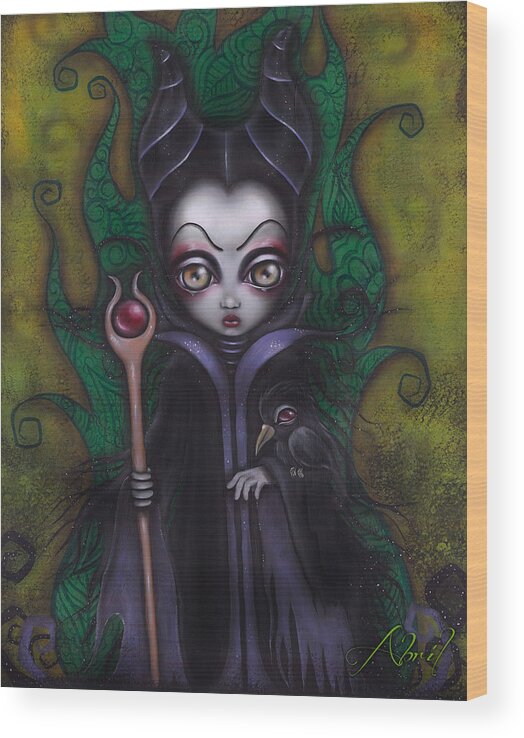 Villains Wood Print featuring the painting Maleficent by Abril Andrade