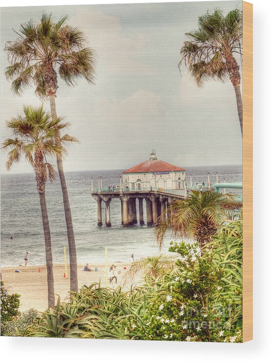 Manhatten Beach Wood Print featuring the photograph Manhattan Beach Pier by Juli Scalzi