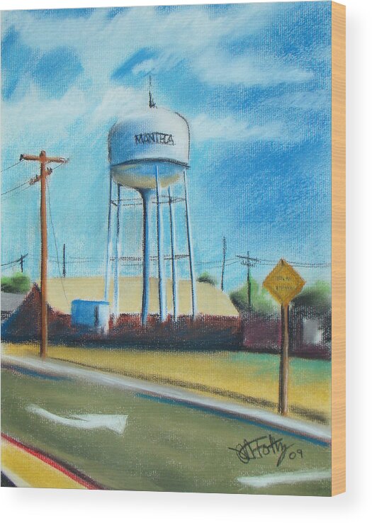 Manteca Wood Print featuring the painting Manteca Tower by Michael Foltz