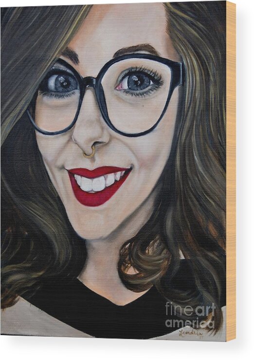 Selfie Wood Print featuring the painting Maranda by Leandria Goodman