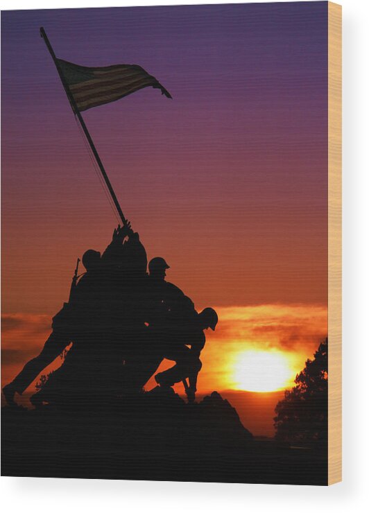 Marine Corps Memorial Wood Print featuring the photograph Marine Corps Memorial by Mitch Cat