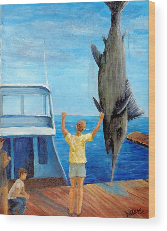 Marlin Wood Print featuring the painting Marlin Tournament by Deborah Naves