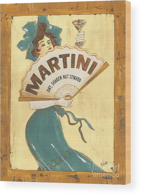 Martini Wood Print featuring the painting Martini dry by Debbie DeWitt
