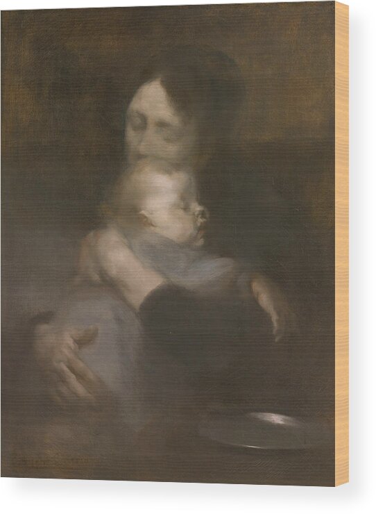 Eugene Carriere Wood Print featuring the painting Maternity. Tenderness by Eugene Carriere