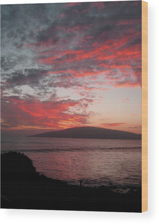 Maui Wood Print featuring the photograph Maui sunset by Dean Ginther