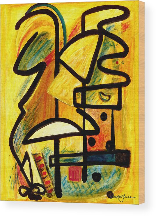 Abstract Art Wood Print featuring the painting Mayan by Stephen Lucas