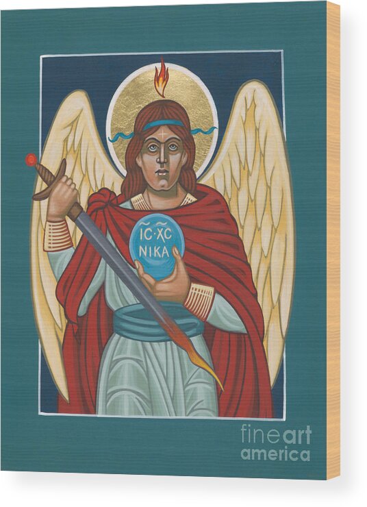Archangel Michael Wood Print featuring the painting Maya's Archangel Michael 278 by William Hart McNichols