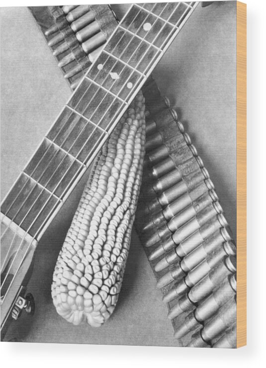 Photography Wood Print featuring the photograph Mexican Revolution, Guitar, Corn by Tina Modotti