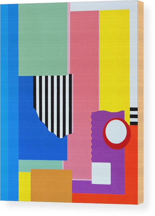 Geometric Wood Print featuring the painting Mid Century Compromise by Thomas Gronowski