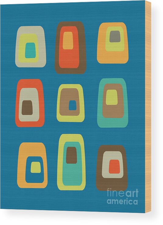 Abstract Wood Print featuring the digital art Mid Century Modern Oblongs by Donna Mibus
