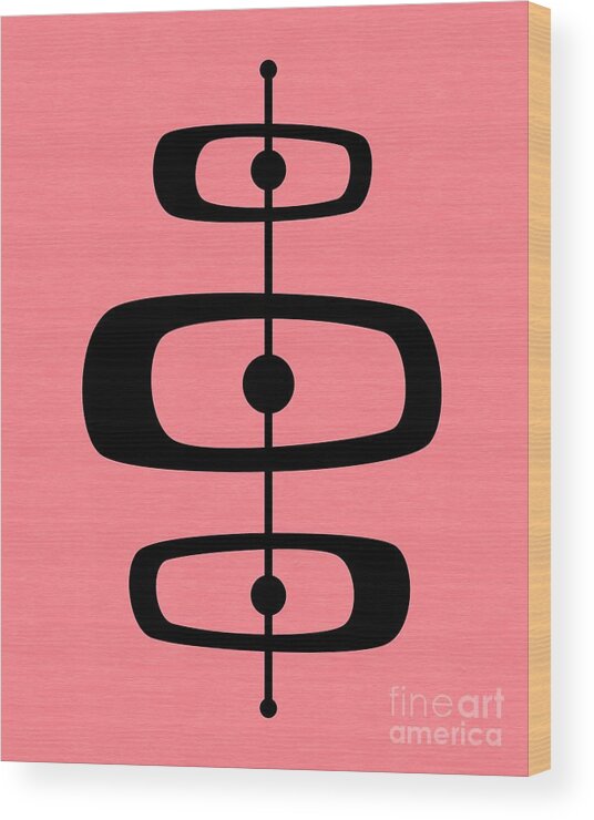 Pink Wood Print featuring the digital art Mid Century Shapes 2 on Pink by Donna Mibus