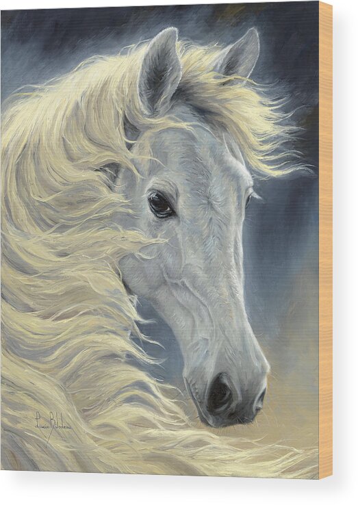 Horse Wood Print featuring the painting Midnight Glow by Lucie Bilodeau
