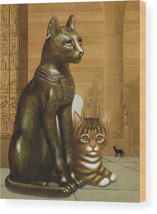 Cat Wood Print featuring the photograph Mike The British Museum Kitten by Frances Broomfield