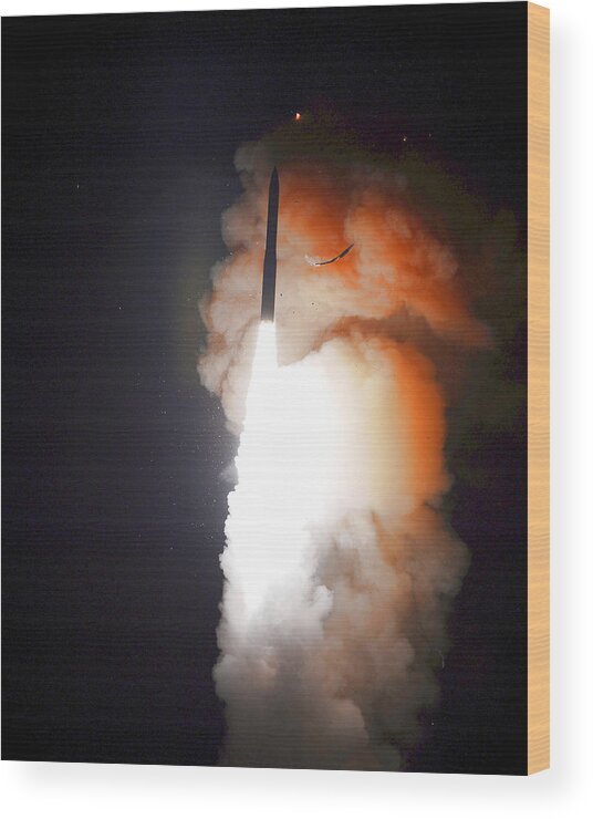 Missile Wood Print featuring the photograph Minuteman IIi Missile Test by Science Source