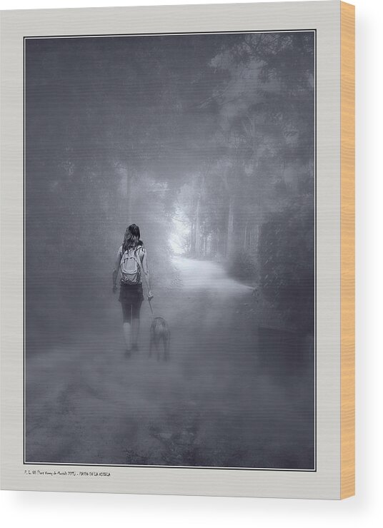 Fog Wood Print featuring the photograph Misty path by Pedro L Gili