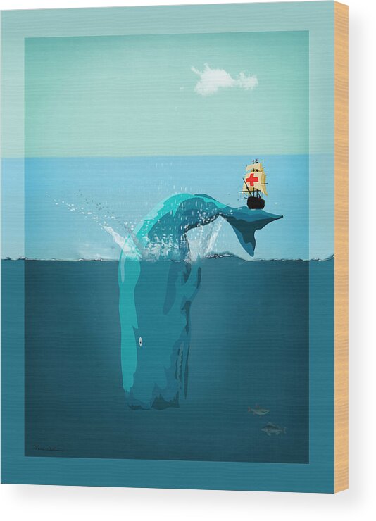 Moby Dick Wood Print featuring the digital art Moby Dick by Mark Ashkenazi