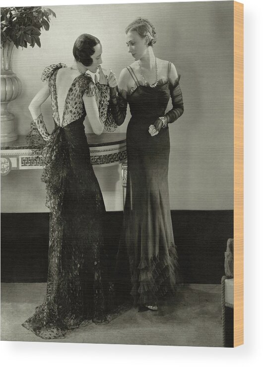 Indoors Wood Print featuring the photograph Models In Evening Gowns by Edward Steichen