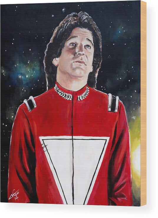 Mork And Mindy Wood Print featuring the painting Mork by Tom Carlton