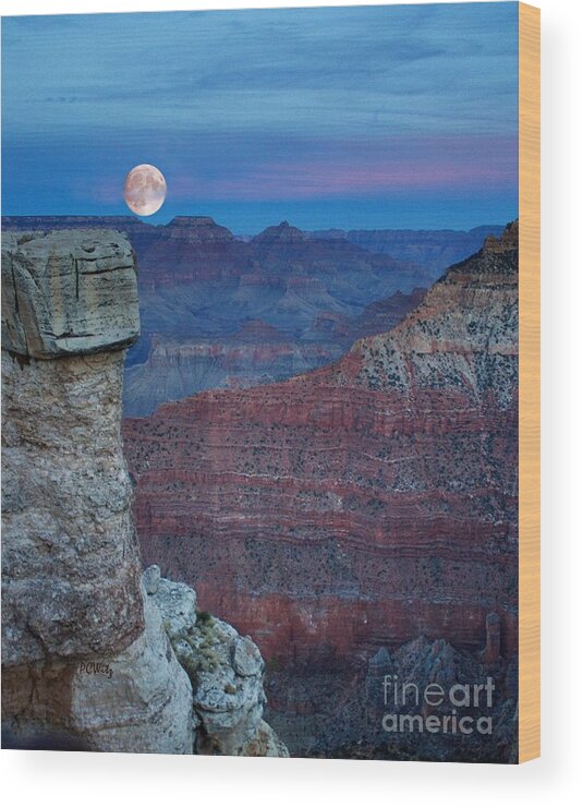 Moon Rise Grand Canyon Wood Print featuring the photograph Moon Rise Grand Canyon by Patrick Witz