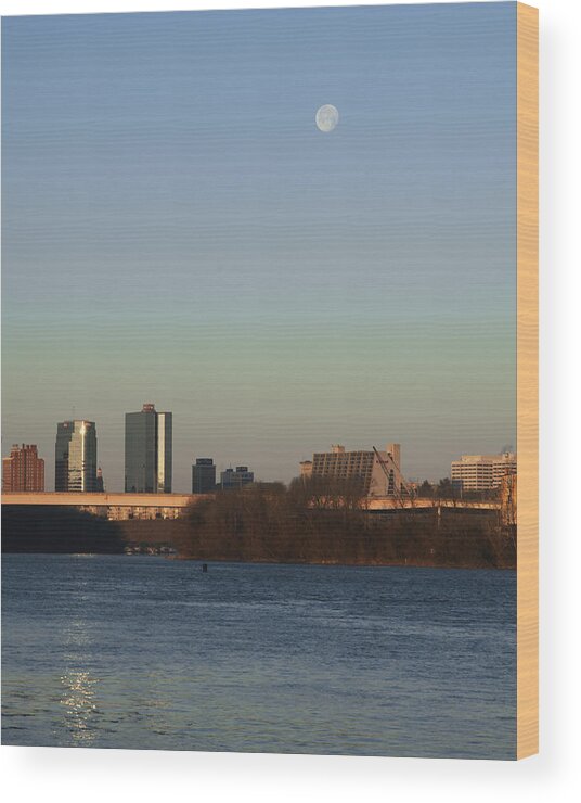 Downtown Wood Print featuring the photograph Mooning in the City by Zachary Hitchcock