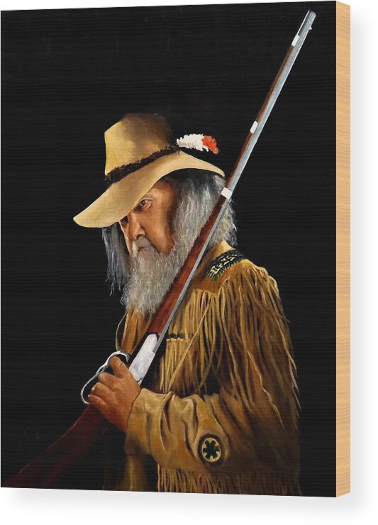 Mountain Man Wood Print featuring the painting Mountain Man by Barry BLAKE