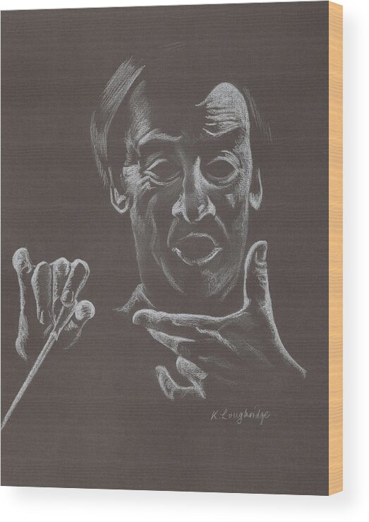 Conductor Wood Print featuring the painting Mr Conductor by Karen Loughridge KLArt