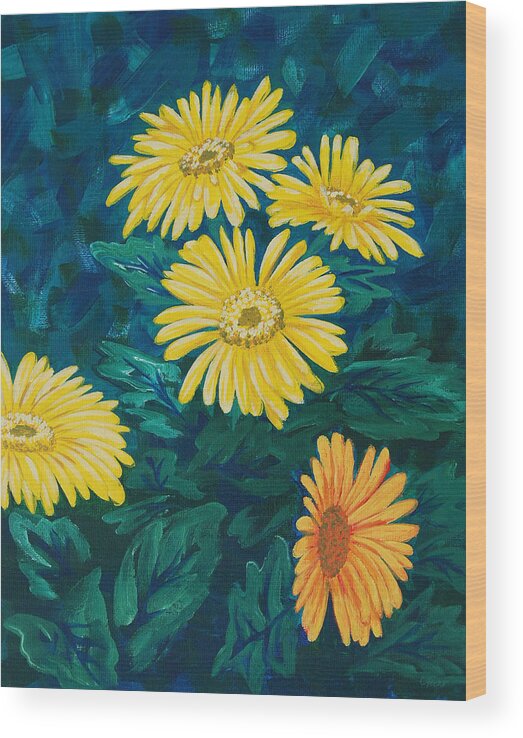 Flower Wood Print featuring the painting Mums by Cheryl Fecht