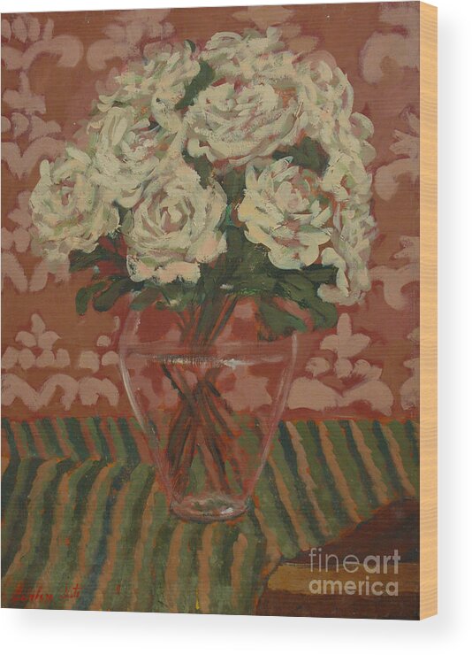 Still Life Wood Print featuring the painting My roses by Monica Elena