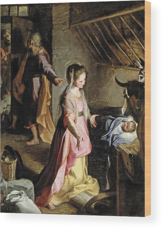 Federico Barocci Wood Print featuring the painting Nativity by Federico Barocci