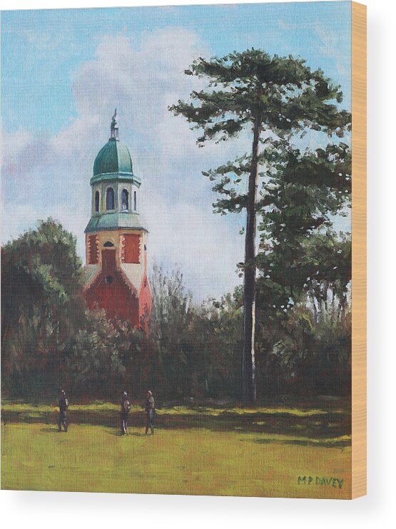 Building Wood Print featuring the painting Netley Hospital Chapel at Weston Shore by Martin Davey