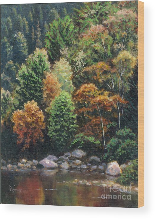 Landscape Wood Print featuring the painting New England Colors by Carl Downey