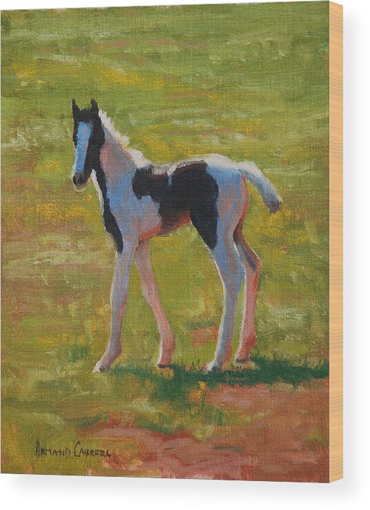 Horse Wood Print featuring the painting New Legs by Armand Cabrera