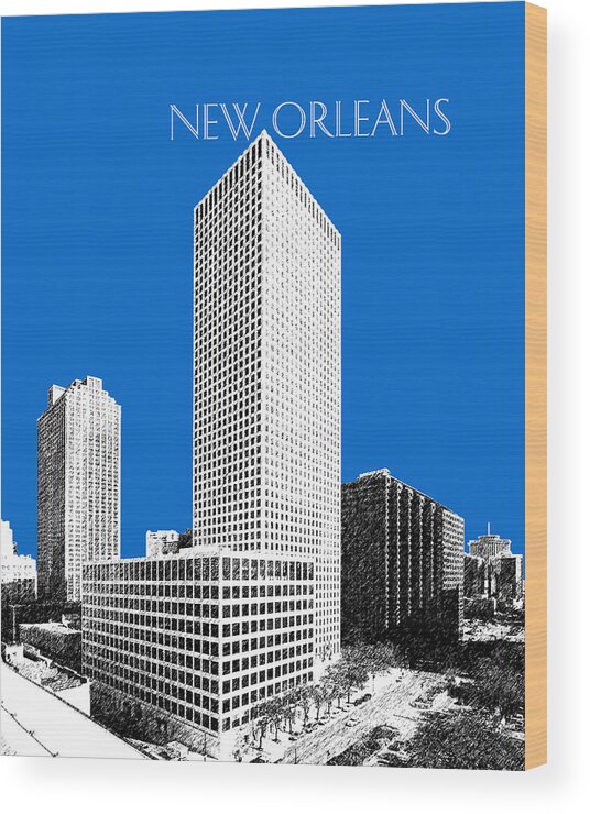 Architecture Wood Print featuring the digital art New Orleans Skyline - Blue by DB Artist