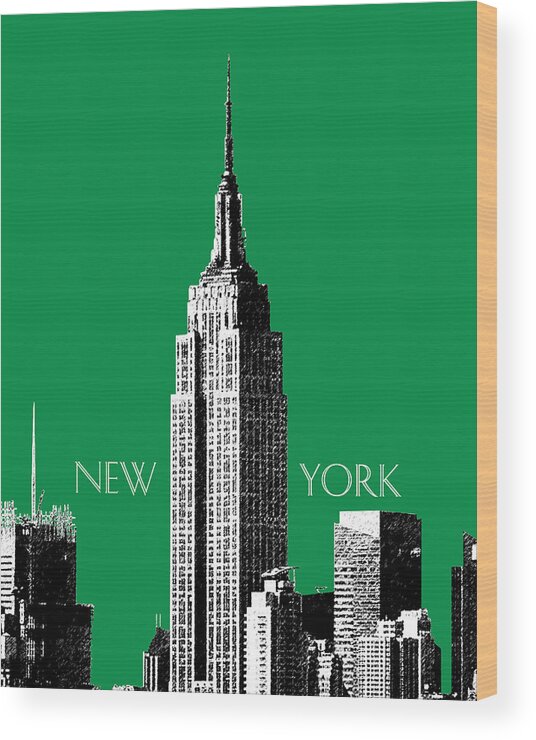 Architecture Wood Print featuring the digital art New York Skyline Empire State Building - Forest Green by DB Artist