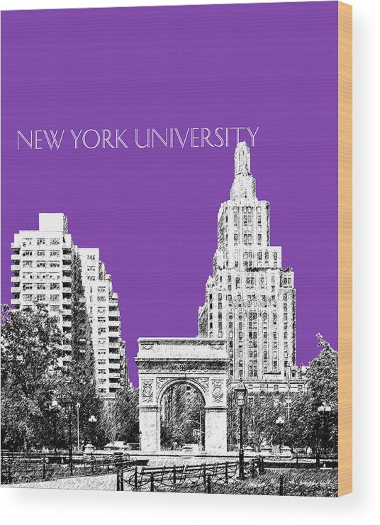 University Wood Print featuring the digital art New York University - Washington Square Park - Purple by DB Artist