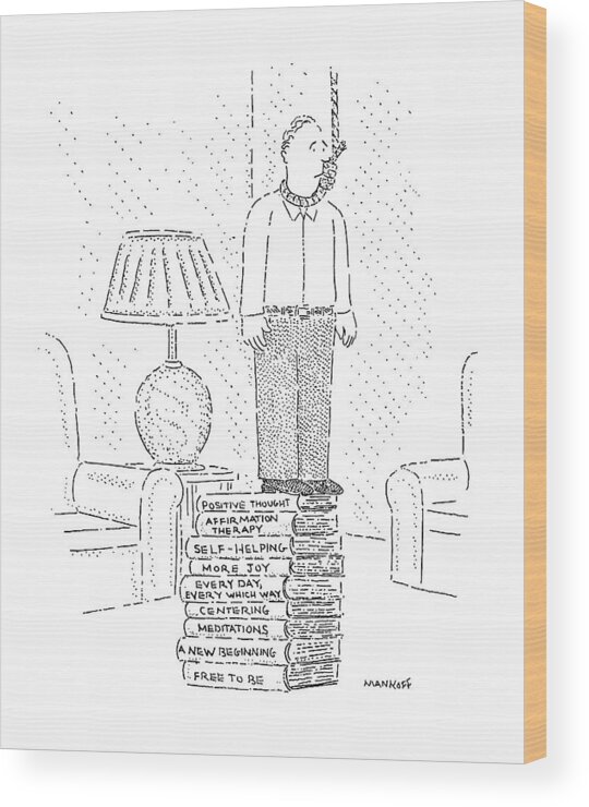 Suicide Wood Print featuring the drawing New Yorker January 13th, 1992 by Robert Mankoff