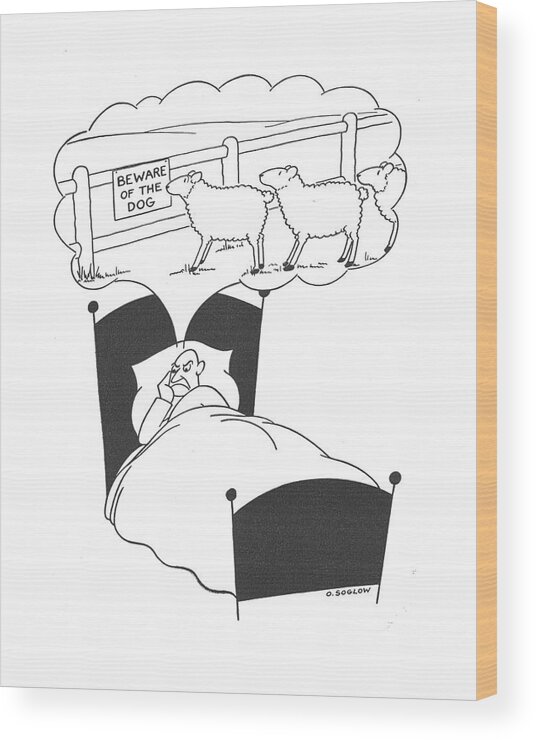 110686 Oso Otto Soglow Man With Insomnia Counting Sheep Wood Print featuring the drawing New Yorker October 12th, 1940 by Otto Soglow
