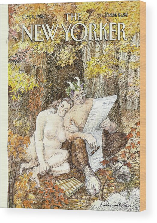 Remembrance Of Flings Past Artkey 50734 Eso Edward Sorel Wood Print featuring the painting New Yorker October 4th, 1993 by Edward Sorel